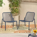 2pcs Stackable Chairs, Outdoor Seats Dining Chair with Large Backrest, Patio Metal Bistro Chair, Armless King Chairs for Porch Yard Garden