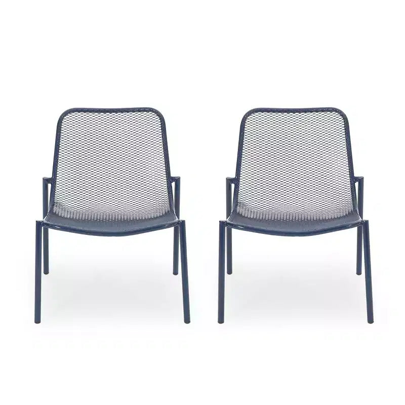 2pcs Stackable Chairs, Outdoor Seats Dining Chair with Large Backrest, Patio Metal Bistro Chair, Armless King Chairs for Porch Yard Garden