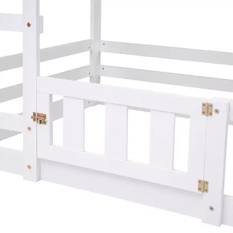 GDFStudio Perez House Bunk Bed with Fence and Door