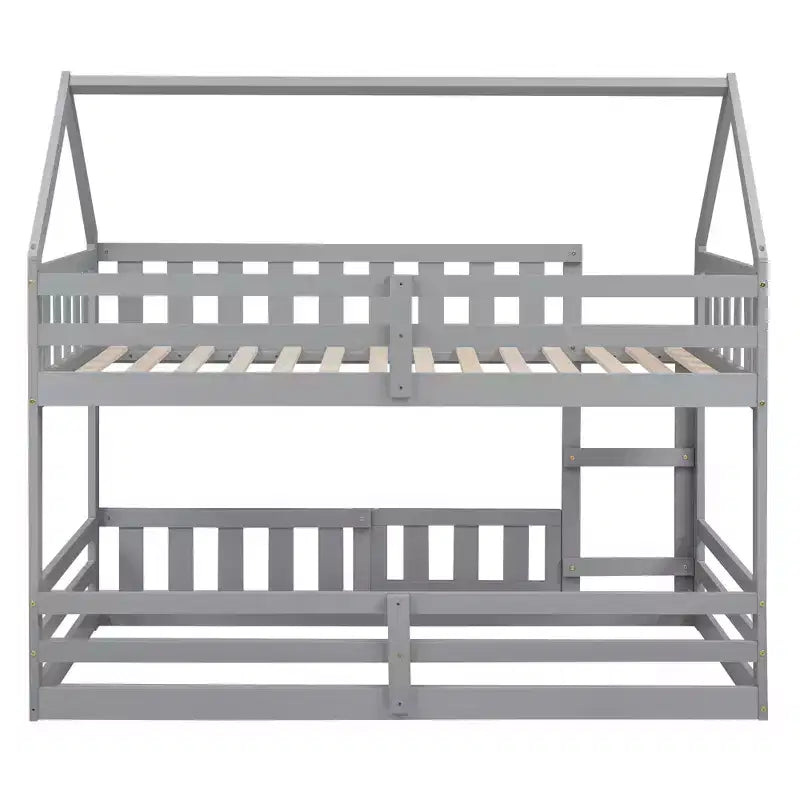 GDFStudio Perez House Bunk Bed with Fence and Door