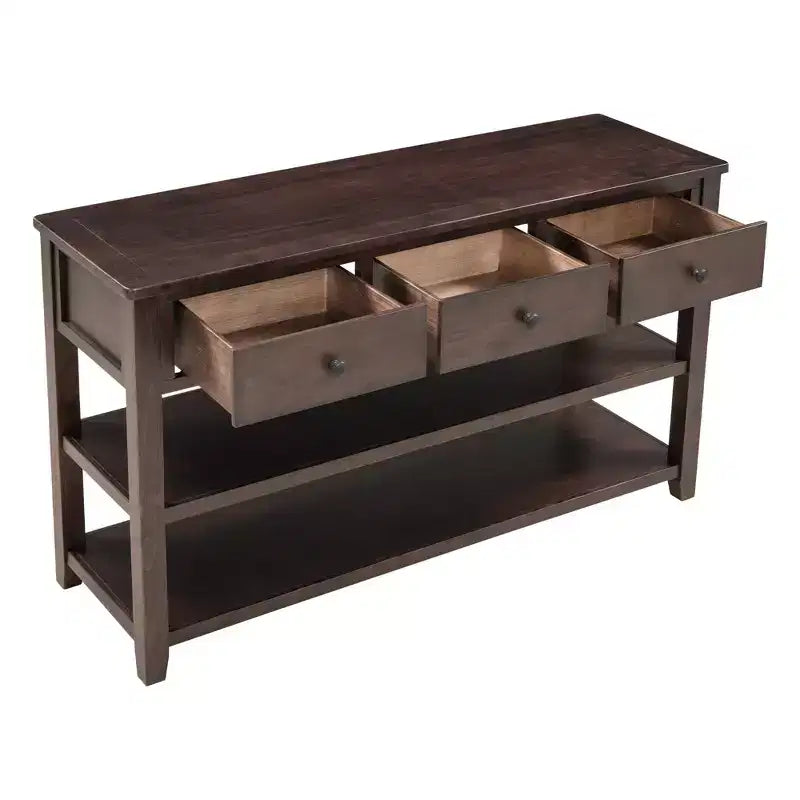 TUYOHW 50 Mid-Century Console Table with 3 Drawers,Solid Wood Frame Entryway Table with 2-Tier Shelves for Living Room,Hallway,220lb Capacity