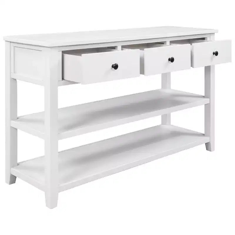 TUYOHW 50 Mid-Century Console Table with 3 Drawers,Solid Wood Frame Entryway Table with 2-Tier Shelves for Living Room,Hallway,220lb Capacity