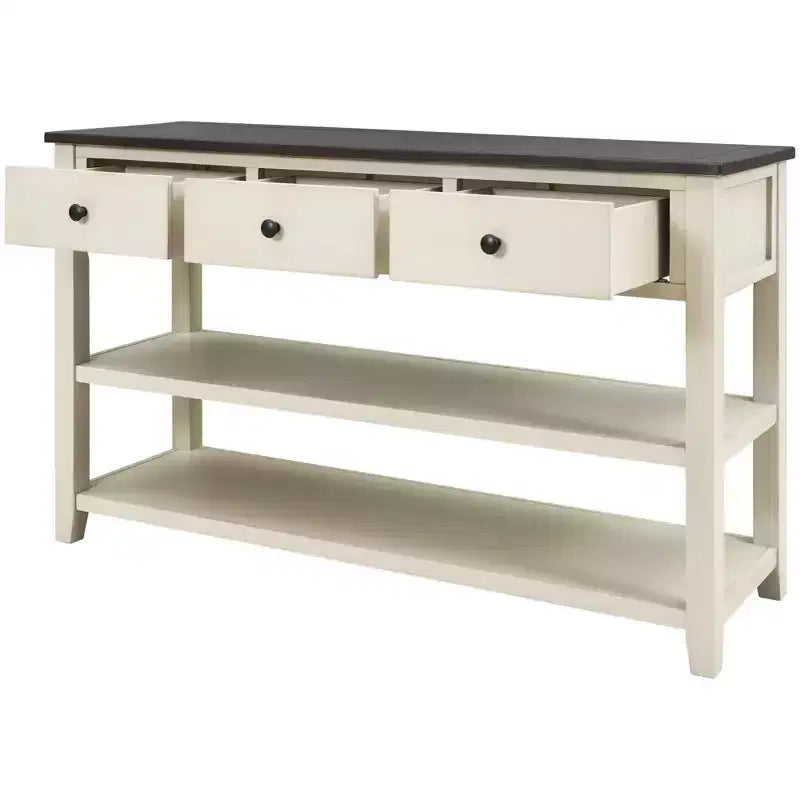 TUYOHW 50 Mid-Century Console Table with 3 Drawers,Solid Wood Frame Entryway Table with 2-Tier Shelves for Living Room,Hallway,220lb Capacity
