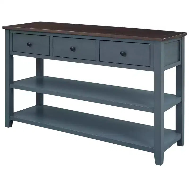 TUYOHW 50 Mid-Century Console Table with 3 Drawers,Solid Wood Frame Entryway Table with 2-Tier Shelves for Living Room,Hallway,220lb Capacity