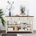 TUYOHW 50 Mid-Century Console Table with 3 Drawers,Solid Wood Frame Entryway Table with 2-Tier Shelves for Living Room,Hallway,220lb Capacity