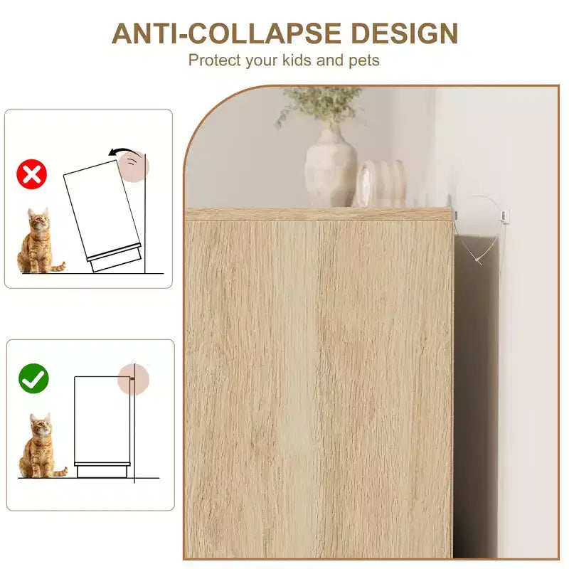 5 Drawer Rattan Dresser for Bedroom, Integrated Cabinet Body & Legs Design, Wooden Chest of Drawers for Hallways, Entryways and Closet, Easy Assembly