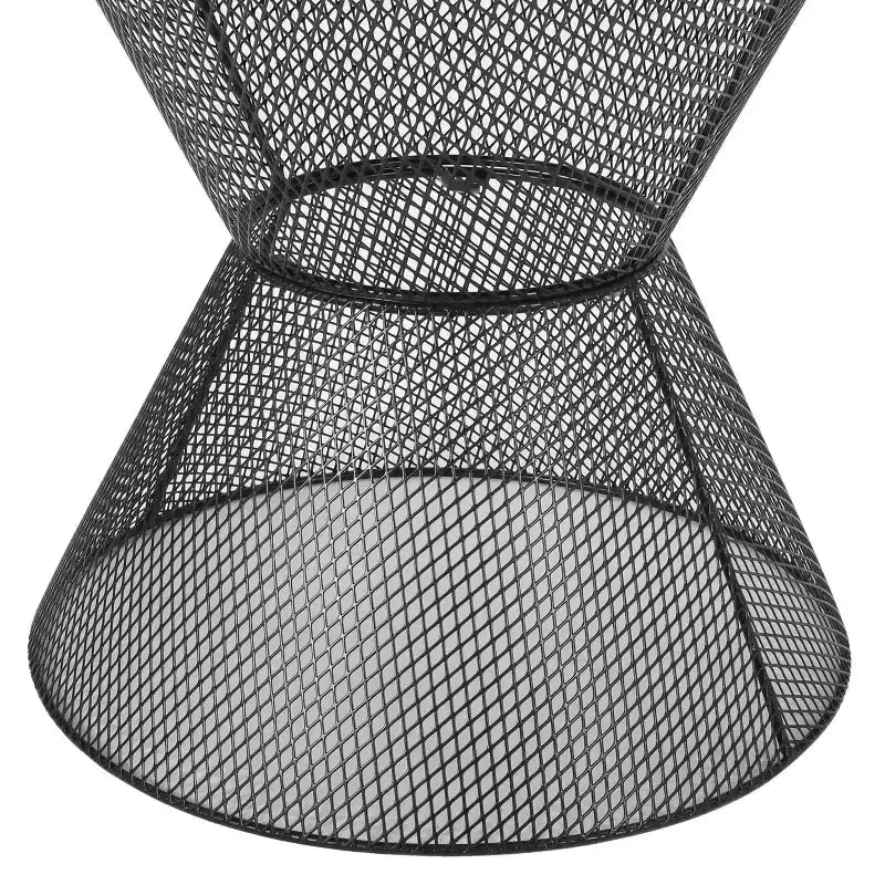 MAYEERTY Outdoor Iron Frame Side Table, Hourglass Shape Mesh Top Round Silhouette Table, Durable Bold Patio Accent Table