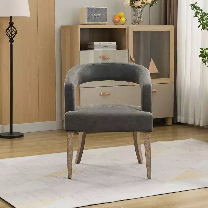TUYOHW 25.79 Modern Barrel Accent Chair,Lounge Chair with Open Back,Weathered Wood Legs,Upholstered Dining Chair for Kitchen,Living Room,Club