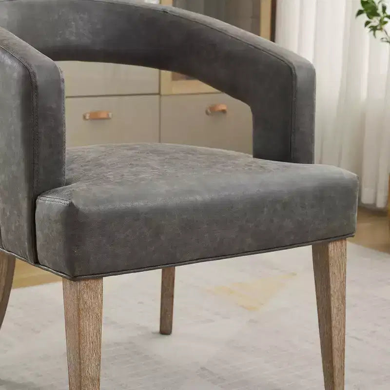 TUYOHW 25.79 Modern Barrel Accent Chair,Lounge Chair with Open Back,Weathered Wood Legs,Upholstered Dining Chair for Kitchen,Living Room,Club
