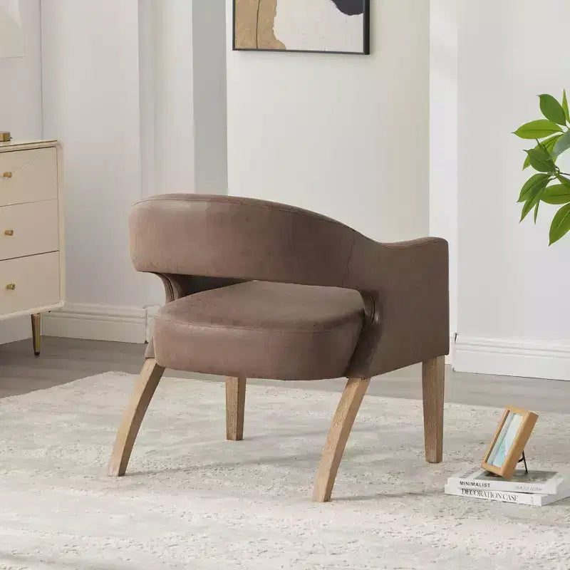 TUYOHW 25.79 Modern Barrel Accent Chair,Lounge Chair with Open Back,Weathered Wood Legs,Upholstered Dining Chair for Kitchen,Living Room,Club
