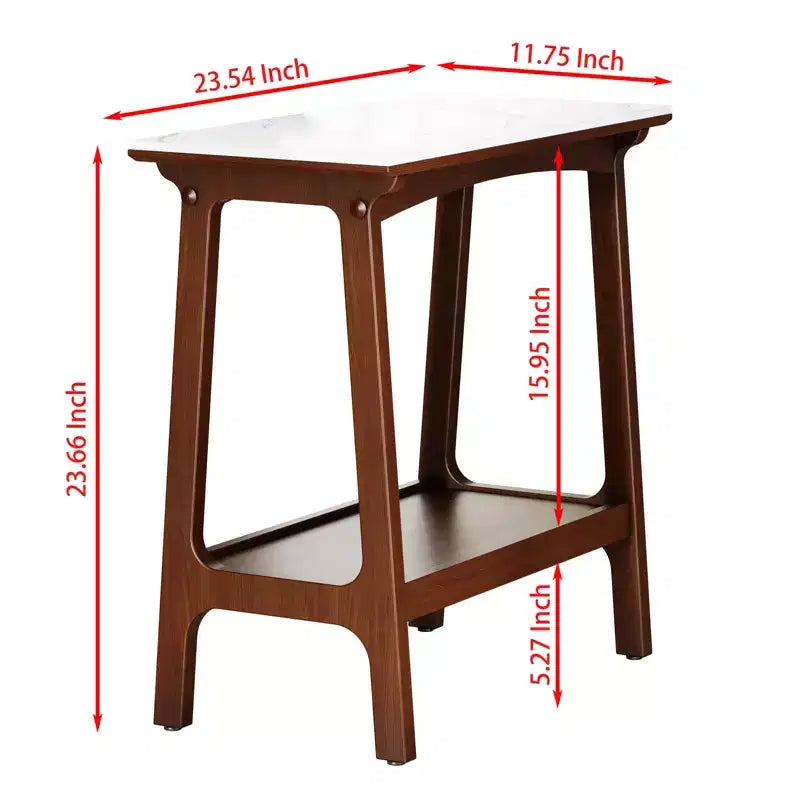 Rustic Narrow Side Table with Storage Shelf, Compact Nightstand for Small Spaces, Living Room, Bedroom, Farmhouse, Easy Assembly