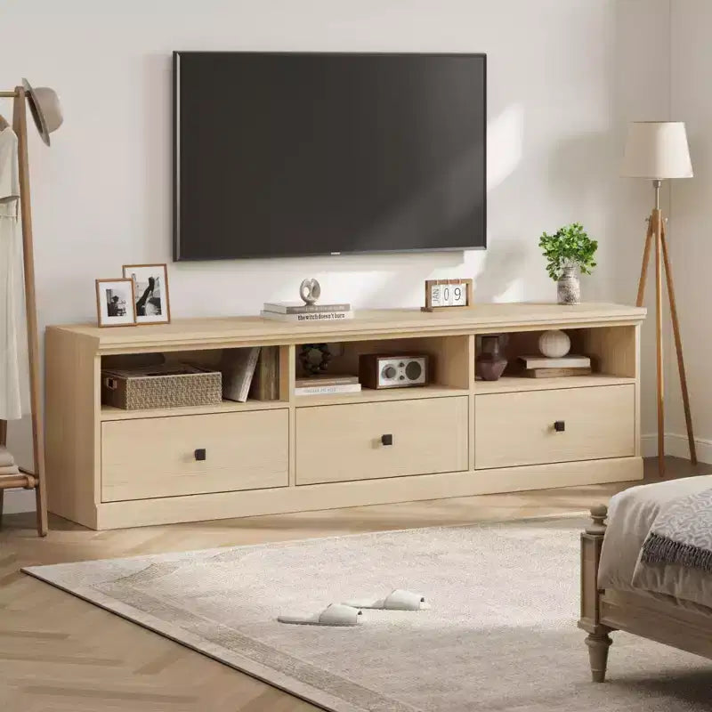 70'' Mid-Century Modern TV Stand,Entertainment Center with 3 Drawers & Open Shelves, Media Console for 65/70/75 inch TVs in Living Room & Bedroom