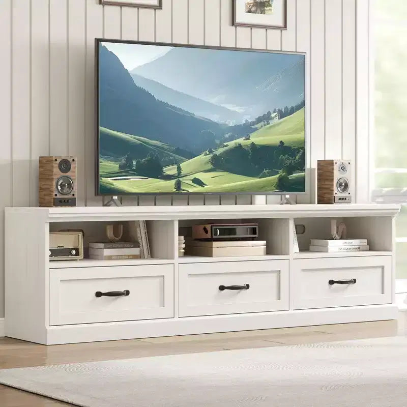 70'' Mid-Century Modern TV Stand,Entertainment Center with 3 Drawers & Open Shelves, Media Console for 65/70/75 inch TVs in Living Room & Bedroom