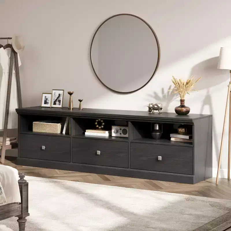 70'' Mid-Century Modern TV Stand,Entertainment Center with 3 Drawers & Open Shelves, Media Console for 65/70/75 inch TVs in Living Room & Bedroom