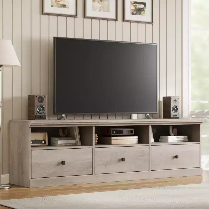 70'' Mid-Century Modern TV Stand,Entertainment Center with 3 Drawers & Open Shelves, Media Console for 65/70/75 inch TVs in Living Room & Bedroom