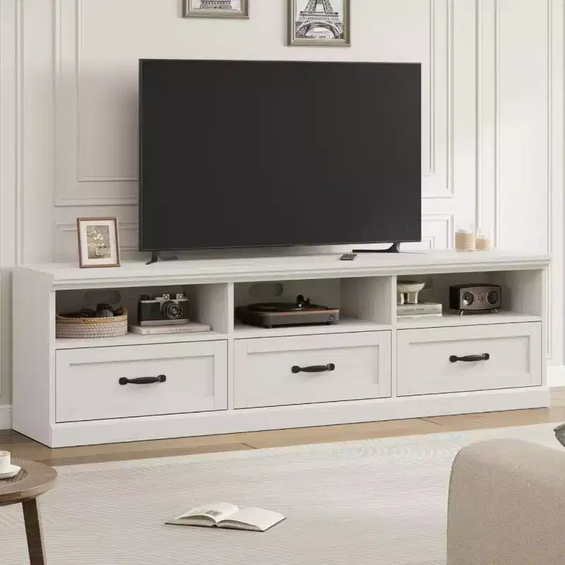 70'' Mid-Century Modern TV Stand,Entertainment Center with 3 Drawers & Open Shelves, Media Console for 65/70/75 inch TVs in Living Room & Bedroom