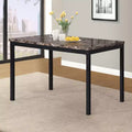 GDFStudio Noyes 48 Metal Dining Table with Laminated Faux Marble Top