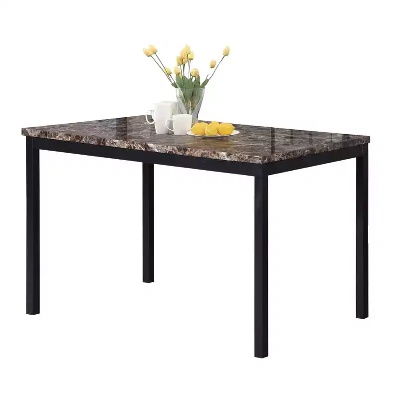 GDFStudio Noyes 48 Metal Dining Table with Laminated Faux Marble Top