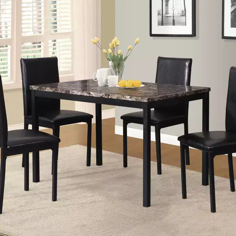 GDFStudio Noyes 48 Metal Dining Table with Laminated Faux Marble Top