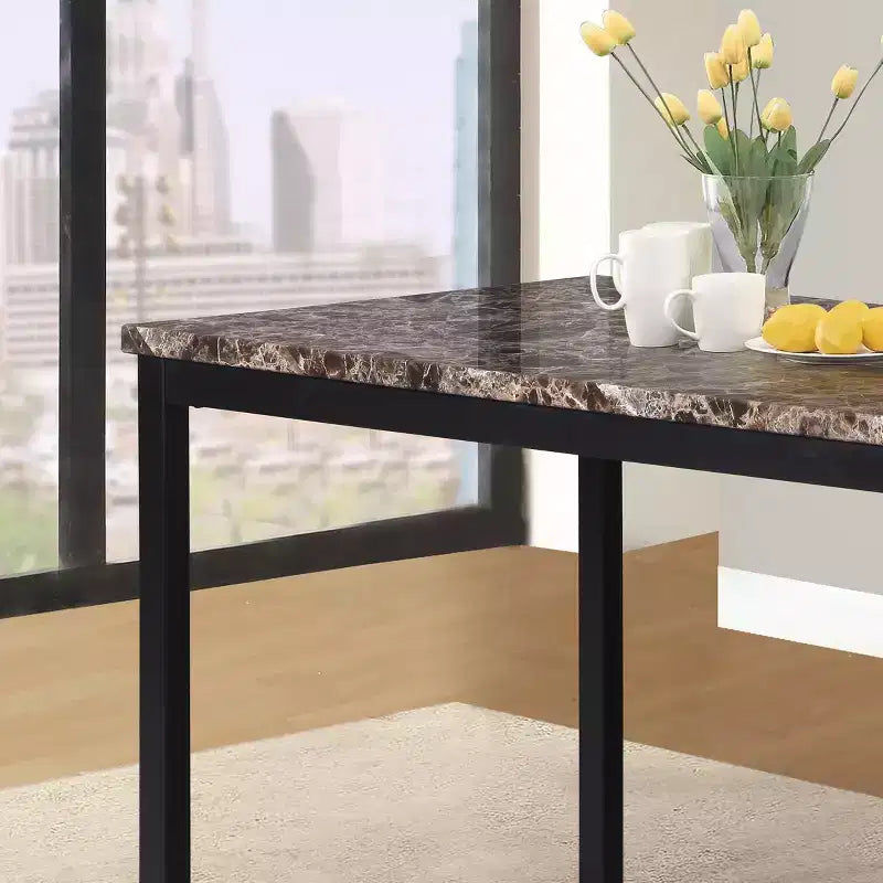 GDFStudio Noyes 48 Metal Dining Table with Laminated Faux Marble Top