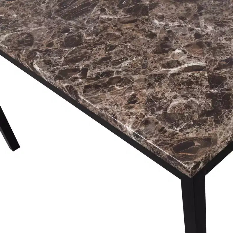 GDFStudio Noyes 48 Metal Dining Table with Laminated Faux Marble Top