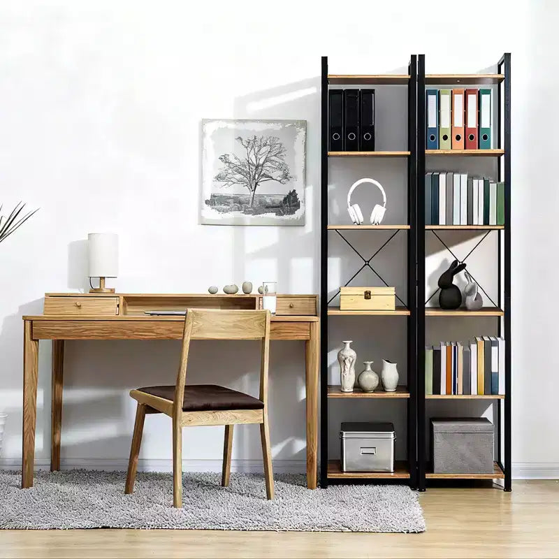 MAYEERTY 6-Tier Industrial Narrow Bookshelf, Rustic Small Freestanding Corner Storage Rack Metal Frame Display Stand