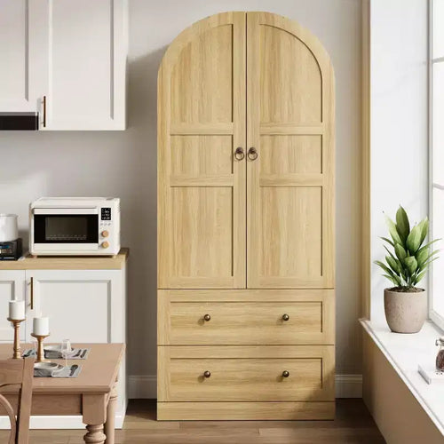 72 Arched Kitchen Pantry Cabinet with Doors, Drawers & Shelves,Farmhouse Freestanding Storage Cabinet for Dining & Living Room