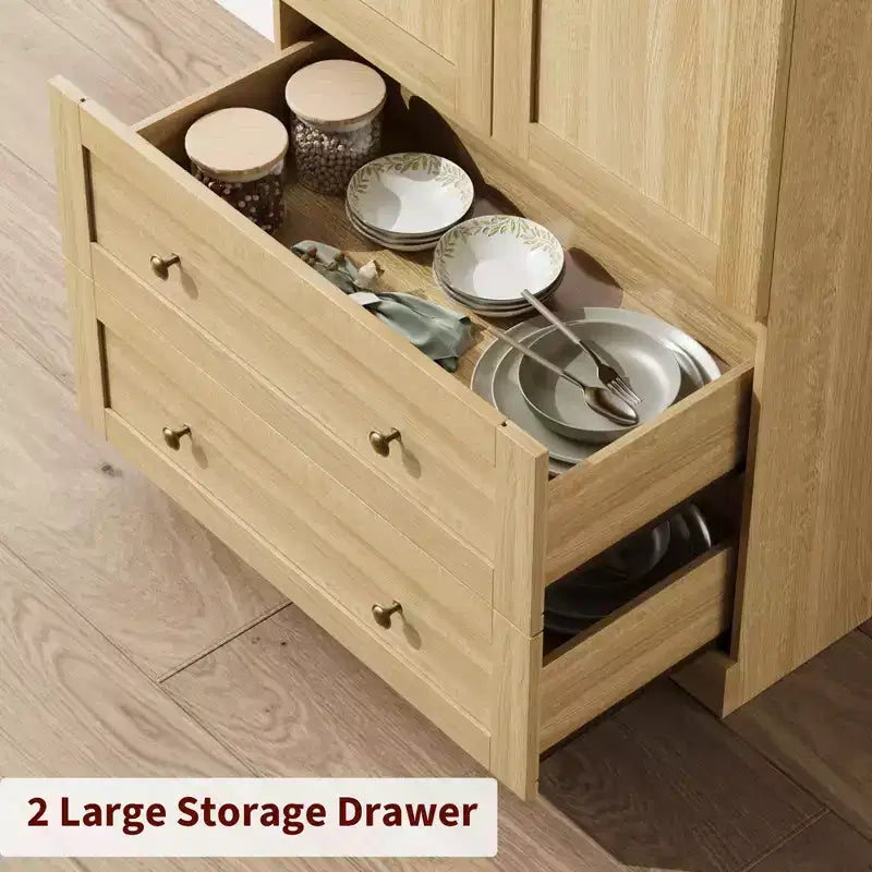 72 Arched Kitchen Pantry Cabinet with Doors, Drawers & Shelves,Farmhouse Freestanding Storage Cabinet for Dining & Living Room