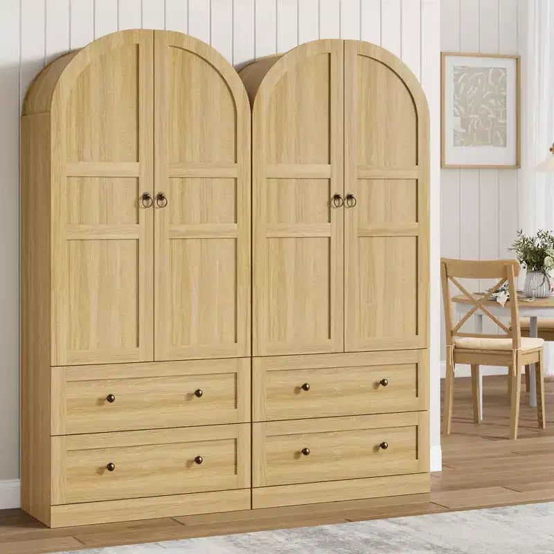 72 Arched Kitchen Pantry Cabinet with Doors, Drawers & Shelves,Farmhouse Freestanding Storage Cabinet for Dining & Living Room