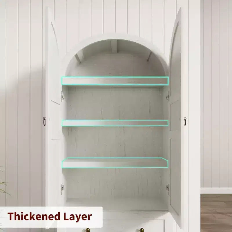 72 Arched Kitchen Pantry Cabinet with Doors, Drawers & Shelves,Farmhouse Freestanding Storage Cabinet for Dining & Living Room