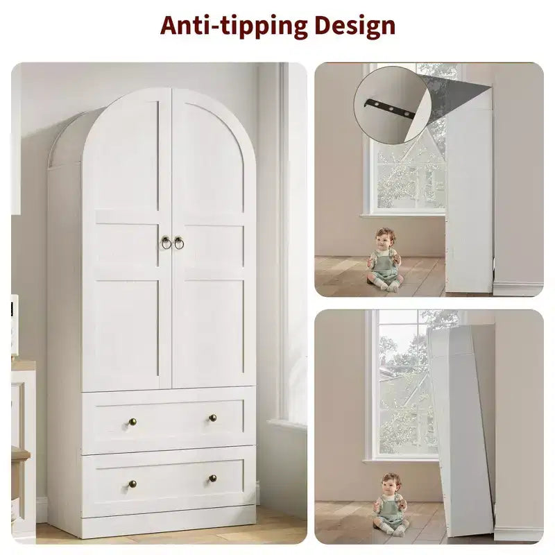 72 Arched Kitchen Pantry Cabinet with Doors, Drawers & Shelves,Farmhouse Freestanding Storage Cabinet for Dining & Living Room