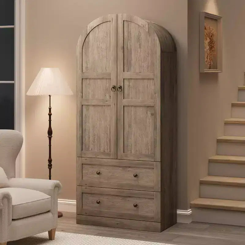 72 Arched Kitchen Pantry Cabinet with Doors, Drawers & Shelves,Farmhouse Freestanding Storage Cabinet for Dining & Living Room