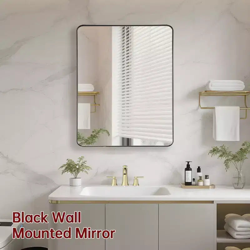 SUMERAIN Rectangle Bathroom Mirror, 24X30' Wall Mount Bathroom Vanity Mirrors, Black Aluminum Frame