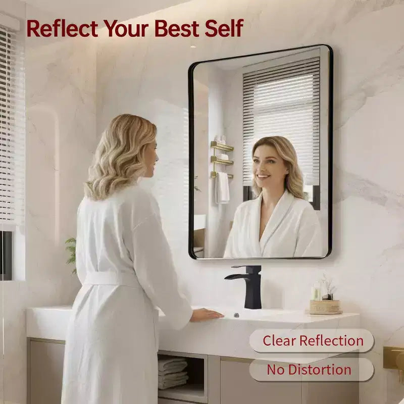 SUMERAIN Rectangle Bathroom Mirror, 24X30' Wall Mount Bathroom Vanity Mirrors, Black Aluminum Frame