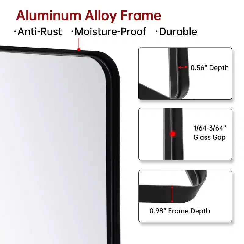 SUMERAIN Rectangle Bathroom Mirror, 24X30' Wall Mount Bathroom Vanity Mirrors, Black Aluminum Frame