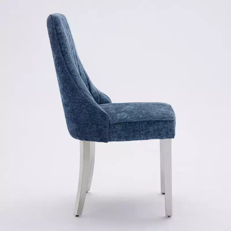 Okak Rayon Cloth Flocking Chenille Dining Chairs with Stainless Steel Legs, Kitchen Chairs with Comfy Padding, Dining Room Chairs for Home
