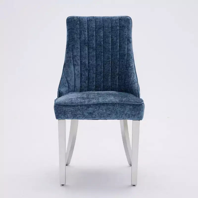 Okak Rayon Cloth Flocking Chenille Dining Chairs with Stainless Steel Legs, Kitchen Chairs with Comfy Padding, Dining Room Chairs for Home