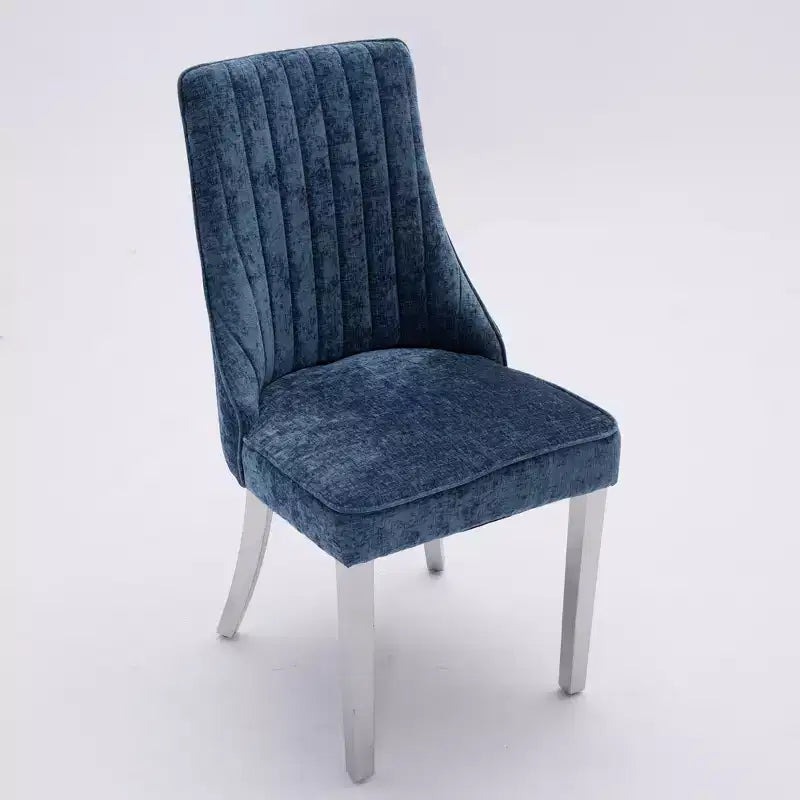 Okak Rayon Cloth Flocking Chenille Dining Chairs with Stainless Steel Legs, Kitchen Chairs with Comfy Padding, Dining Room Chairs for Home