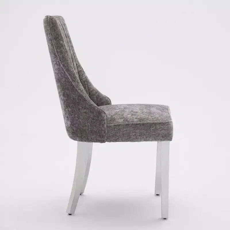 Okak Rayon Cloth Flocking Chenille Dining Chairs with Stainless Steel Legs, Kitchen Chairs with Comfy Padding, Dining Room Chairs for Home
