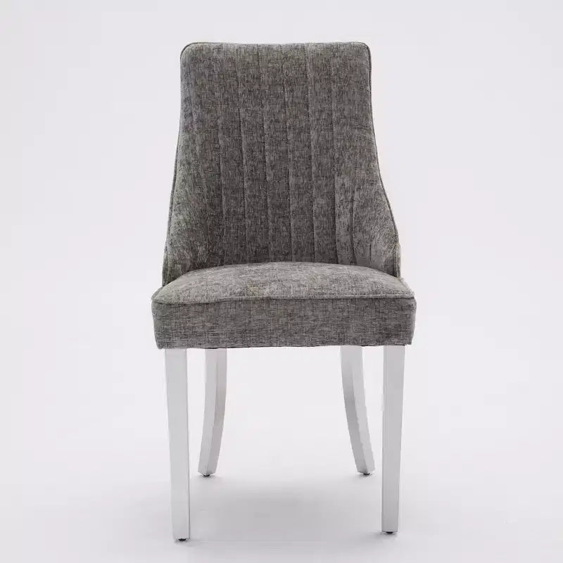 Okak Rayon Cloth Flocking Chenille Dining Chairs with Stainless Steel Legs, Kitchen Chairs with Comfy Padding, Dining Room Chairs for Home