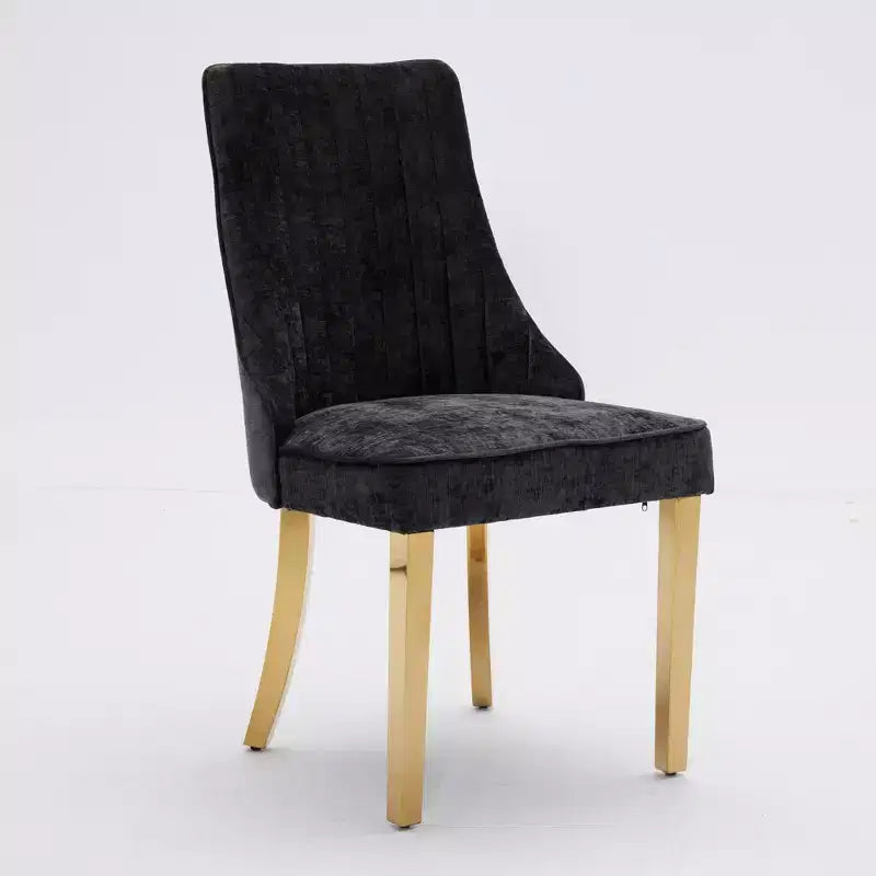 Okak Rayon Cloth Flocking Chenille Dining Chairs with Stainless Steel Legs, Kitchen Chairs with Comfy Padding, Dining Room Chairs for Home