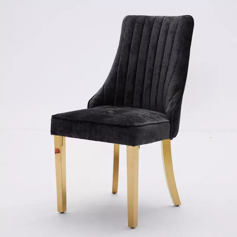 Okak Rayon Cloth Flocking Chenille Dining Chairs with Stainless Steel Legs, Kitchen Chairs with Comfy Padding, Dining Room Chairs for Home
