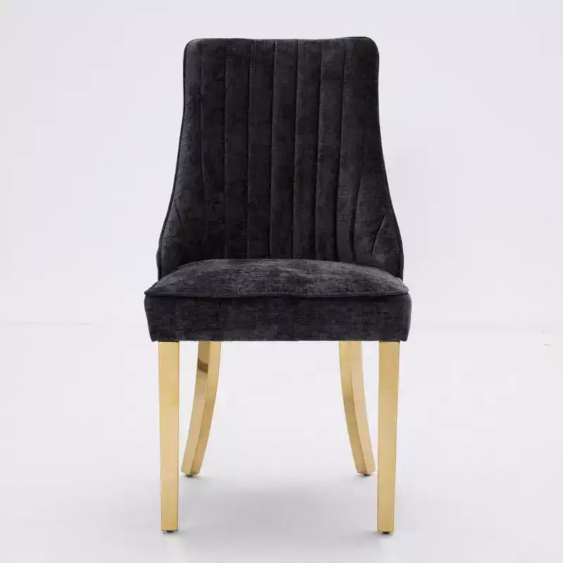 Okak Rayon Cloth Flocking Chenille Dining Chairs with Stainless Steel Legs, Kitchen Chairs with Comfy Padding, Dining Room Chairs for Home