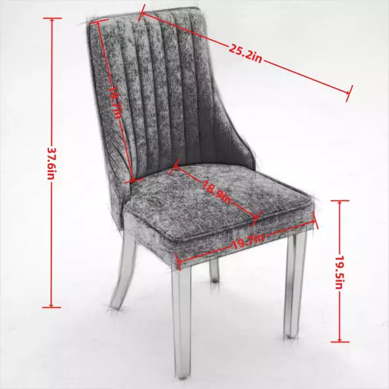 Okak Rayon Cloth Flocking Chenille Dining Chairs with Stainless Steel Legs, Kitchen Chairs with Comfy Padding, Dining Room Chairs for Home