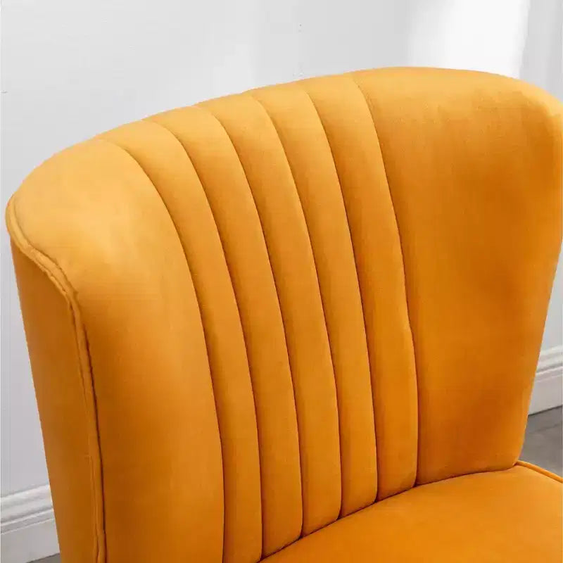 TUYOHW Modern Velvet Accent Chair with Middle Curve Back Upholstered Comfy Chair with Wood Legs Armless Accent Chair for Living Room, Bedroom