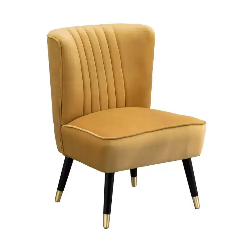 TUYOHW Modern Velvet Accent Chair with Middle Curve Back Upholstered Comfy Chair with Wood Legs Armless Accent Chair for Living Room, Bedroom