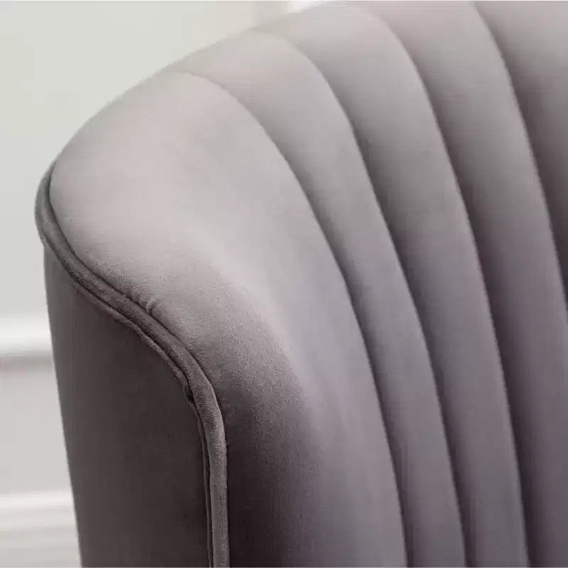 TUYOHW Modern Velvet Accent Chair with Middle Curve Back Upholstered Comfy Chair with Wood Legs Armless Accent Chair for Living Room, Bedroom