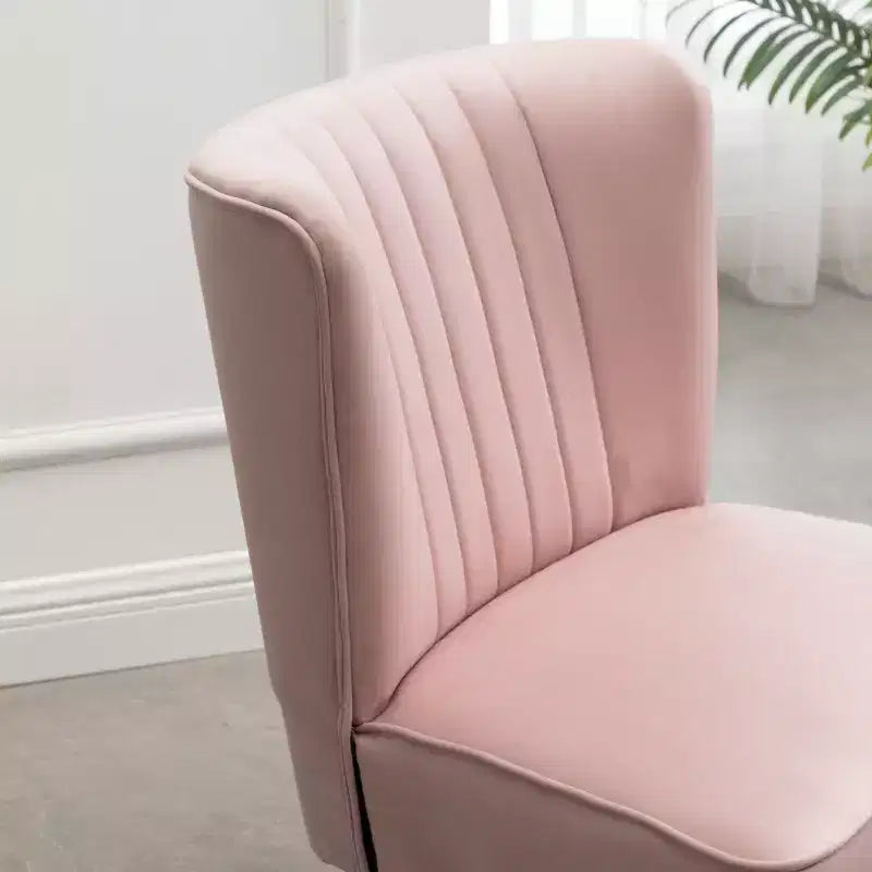 TUYOHW Modern Velvet Accent Chair with Middle Curve Back Upholstered Comfy Chair with Wood Legs Armless Accent Chair for Living Room, Bedroom