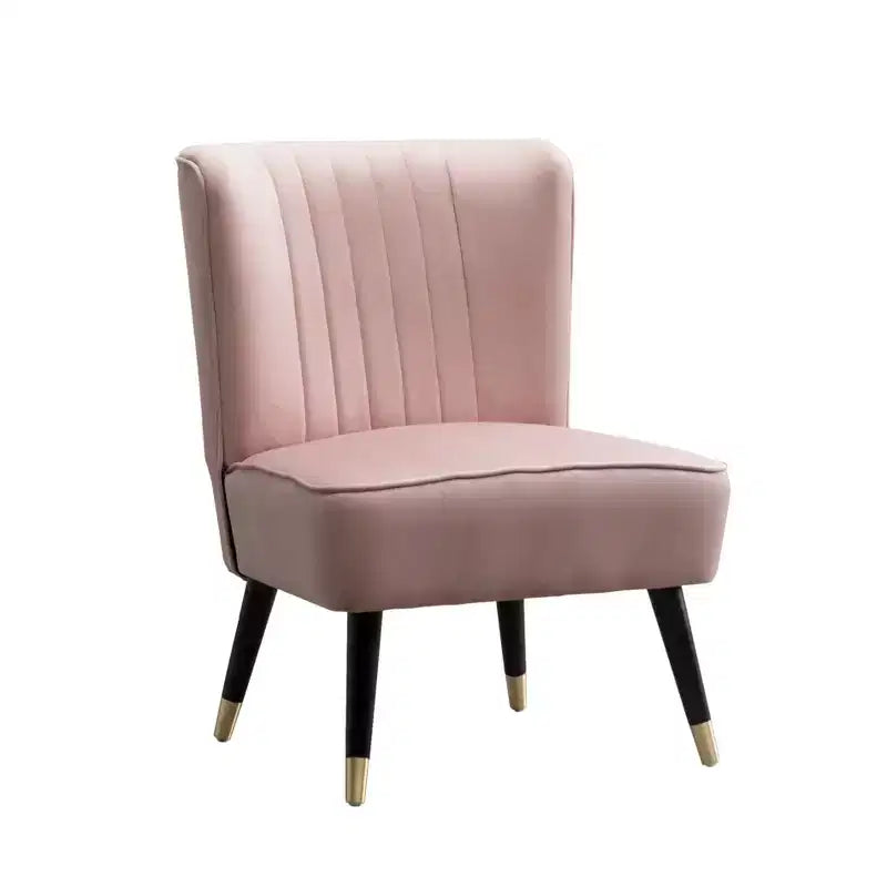 TUYOHW Modern Velvet Accent Chair with Middle Curve Back Upholstered Comfy Chair with Wood Legs Armless Accent Chair for Living Room, Bedroom