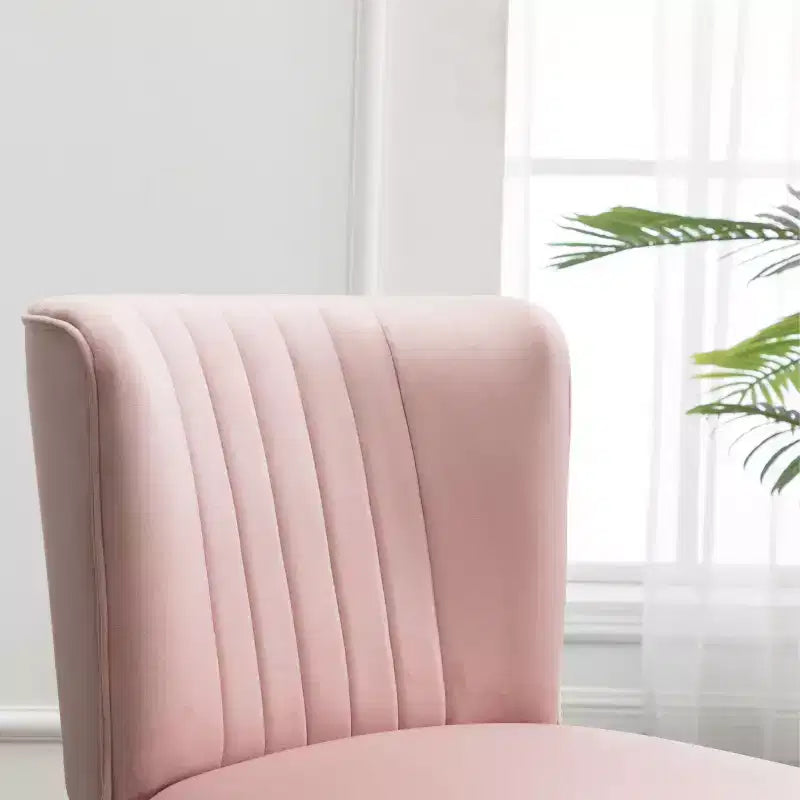 TUYOHW Modern Velvet Accent Chair with Middle Curve Back Upholstered Comfy Chair with Wood Legs Armless Accent Chair for Living Room, Bedroom